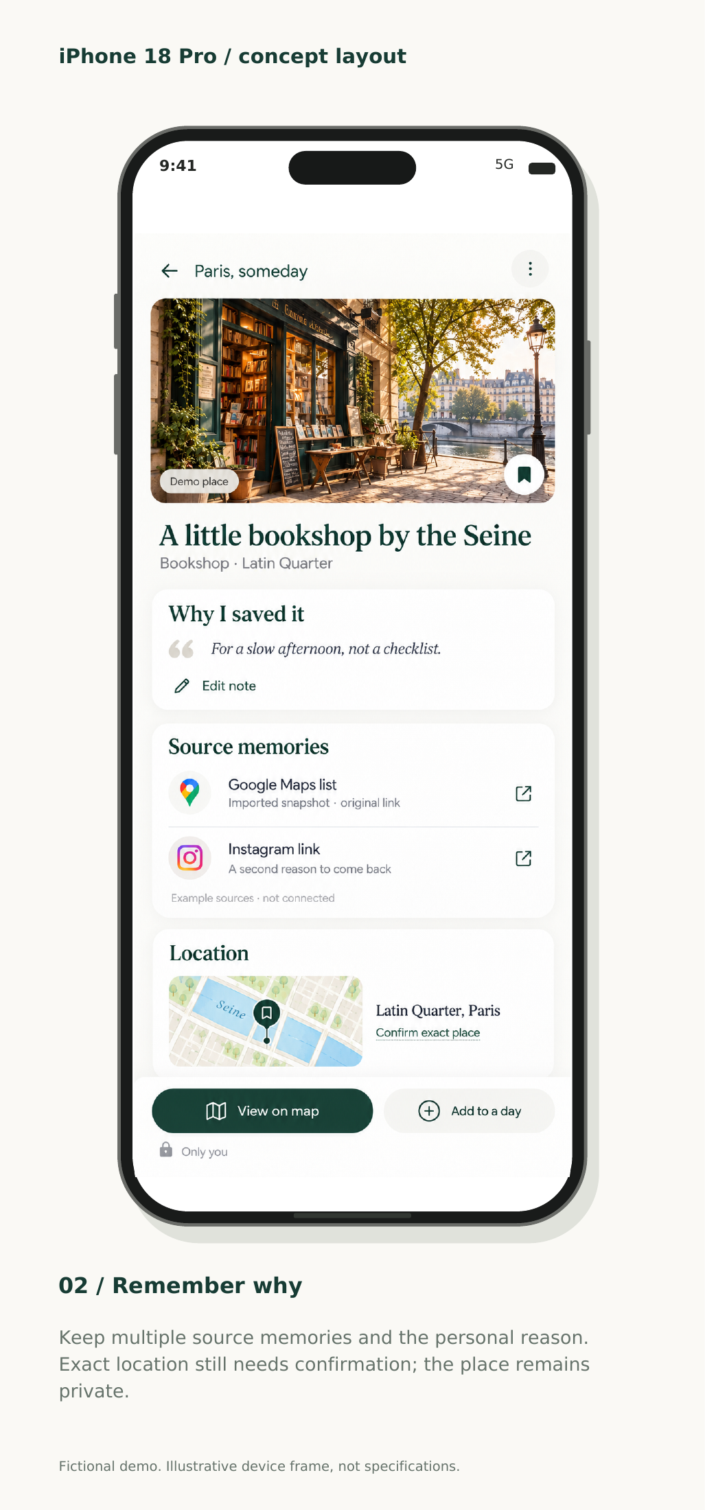 Preview of a saved bookshop, a personal note and original source links.