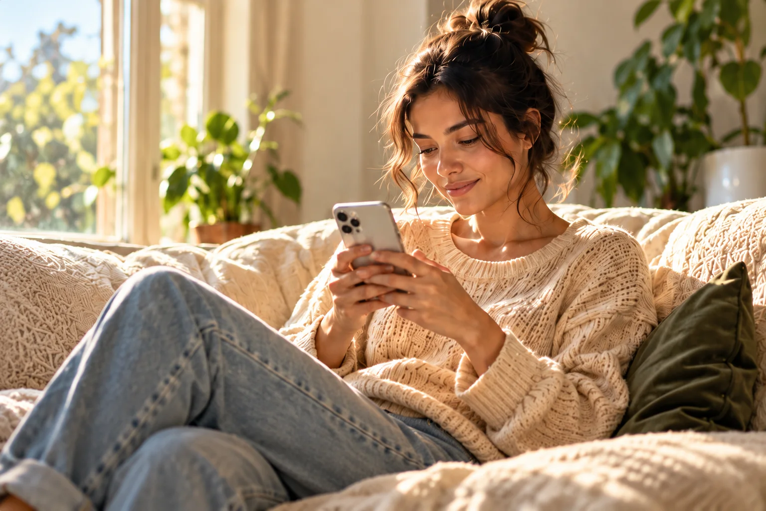 A quiet moment with a phone at home